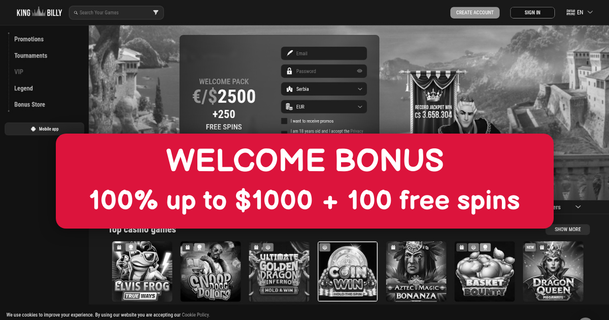 King Billy Casino No Deposit Bonus & Free Spins